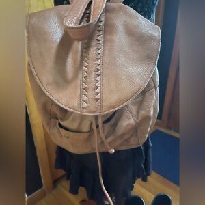 Anthropologie Day and Moon Tan Leather Backpack Purse